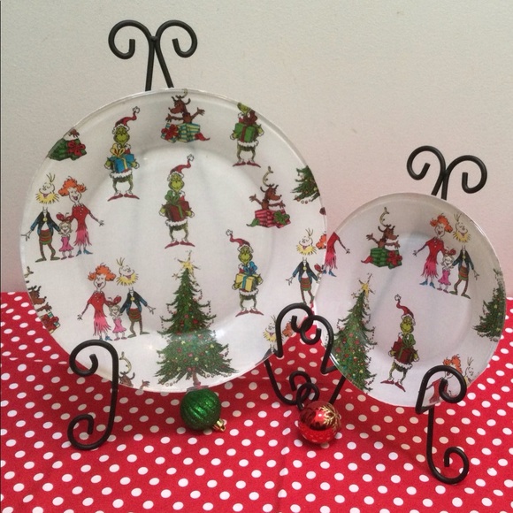 Accents Grinch Salad Plategrinch Dinner Plateglass Christmas